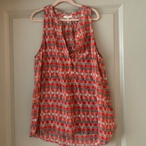 Aztec Print Joie Sleeveless, Silk Blouse